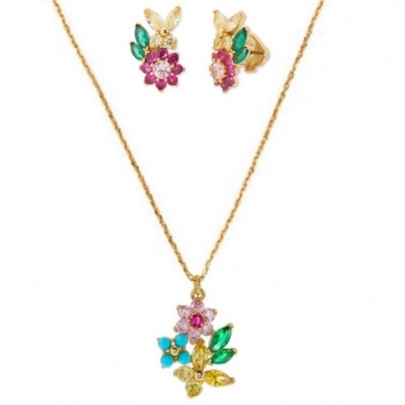🔹️Kate Spade🔹️ New Bloom Crystal Earrings & Necklace & Bracelet Bundle Set - Picture 2 of 6
